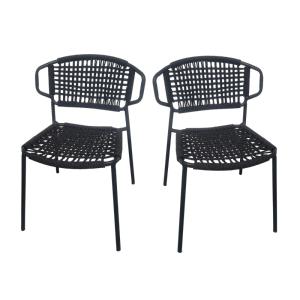 Chaises en métal et corde noir (lot de 2)