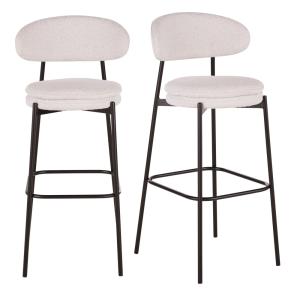 Chaises hautes de bar en acier noir et bouclettes sables (x…