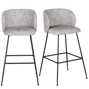 Chaises hautes de bar gris chiné et pieds en acier noir (x2…