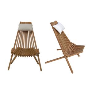Chaises longues pliables en teck massif  (lot de 2)