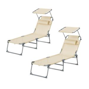 Chaises longues pliables lot de 2 pare-soleil réglables bei…