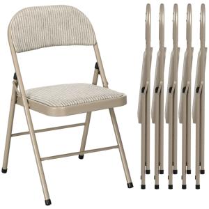 Chaises pliantes lot de 6 lin et acier beige