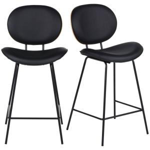 Chaises pour îlot central noire, bois de chêne et acier noi…