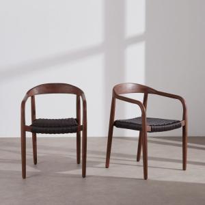 Chaises professionnelles en bois d'acacia foncé et résine t…