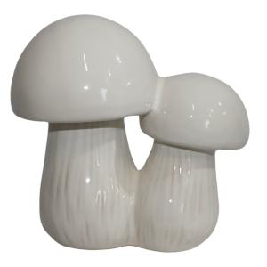 Champignons double en céramique émaillée blanche 22 x 13 x…