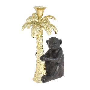 Chandelier palmier doré avec singe noir H19cm