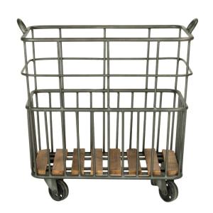 Chariot à bûches en métal noir - H53 cm