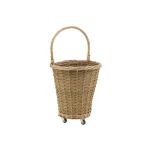 Chariot à bûches en osier buff brun tressage plein