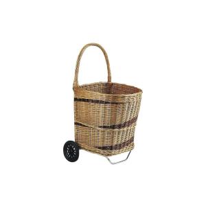 Chariot à bûches en osier sur roulettes 1