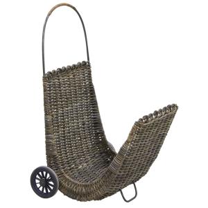 Chariot à bûches en poelet croco sur roulettes