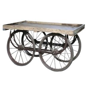 Chariot ancien en bois recyclé marron et fer noir 144 x 70…