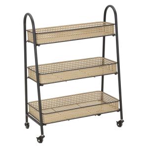 Chariot avec 3 étagères en métal marron et noir Ø 60x30x80…