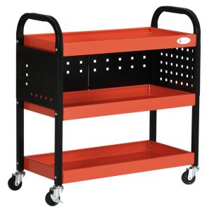 Chariot d'atelier servante 3 niveaux métal rouge