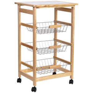 Chariot de cuisine en bois 47x37x79h cm