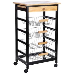 Chariot de cuisine en bois 47x37x82h cm