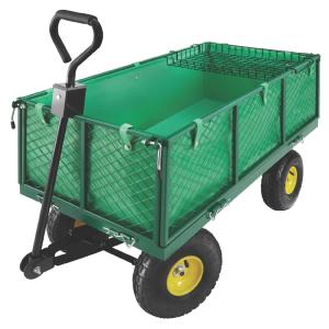 Chariot de jardin en métal avec parois rabattables, vert, 5…