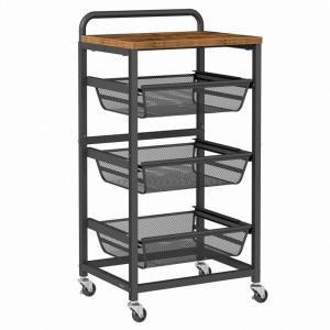 Chariot de rangement à 4 niveaux 31,7 x 40 x 76 cm  marron…