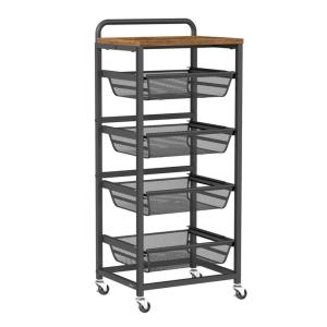 Chariot de rangement à 5 niveaux 31,7 x 40 x 95 cm marron e…