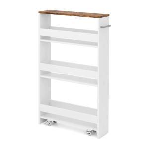 Chariot de rangement de cuisine à 4 niveaux blanc 47,5x13x8…