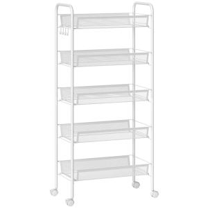 Chariot de rangement roulettes 5 niveaux paniers amovibles…