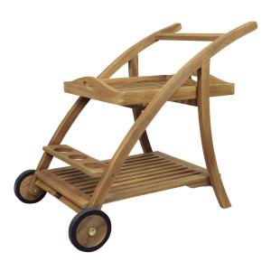 Chariot de service avec plateau amovible, teak