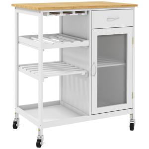 Chariot de service multi-rangement métal blanc