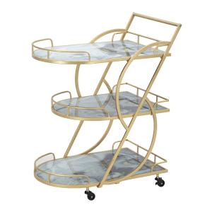 Chariot en métal doré avec 3 étagères en verre 71x45,5x84,5…