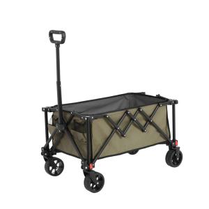 Chariot pliant de jardin vert armée avec roues, 80L, poigné…