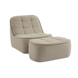 Chauffeuse bouclette texturée 1 place   repose pieds beige