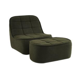 Chauffeuse bouclette texturée 1 place   repose pieds kaki
