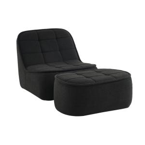 Chauffeuse bouclette texturée 1 place   repose pieds noir