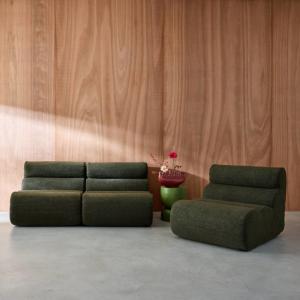 Chauffeuse bouclette texturée kaki 1 place (lot de 3)