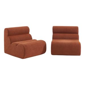 Chauffeuse bouclette texturée terracotta 1 place (lot de 2)