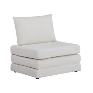 Chauffeuse convertible tissu chenille 1 place blanc cassé