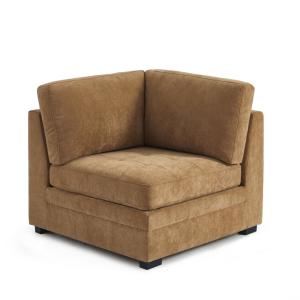 Chauffeuse d'angle 1 place tissu chenille écureuil