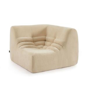 Chauffeuse d'angle modulable 1 place velours beige