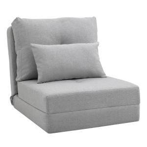 Chauffeuse dossier inclinable - 2 coussins - tissu lin gris…