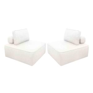 Chauffeuse modulable tissu bouclette crème 1 place (lot de…