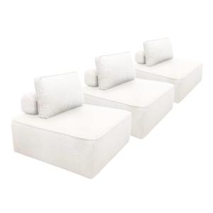 Chauffeuse modulable tissu bouclette crème 1 place (lot de…