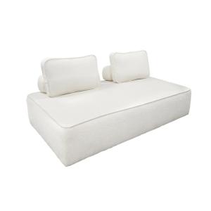 Chauffeuse modulable tissu bouclette crème 2 places