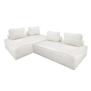 Chauffeuse modulable tissu bouclette crème 2 places (lot de…