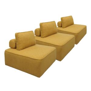Chauffeuse modulable tissu bouclette moutarde 1 place (lot…