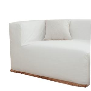 Chauffeuse pour canapé modulable - Coton lavé blanc   Frang…