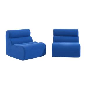 Chauffeuse tissu 1 place bleu électrique (lot de 2)
