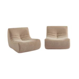 Chauffeuse tissu effet alpaca 2 places beige