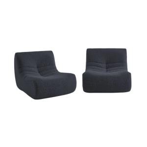 Chauffeuse tissu effet alpaca 2 places bleu nuit