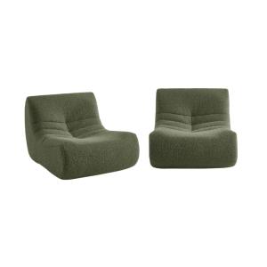 Chauffeuse tissu effet alpaca 2 places kaki