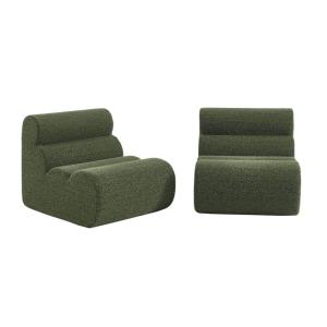 Chauffeuse tissu effet alpaca kaki 1 place (lot de 2)