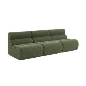 Chauffeuse tissu effet alpaca kaki 1 place (lot de 3)