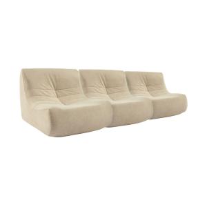 Chauffeuse velours 3 places beige